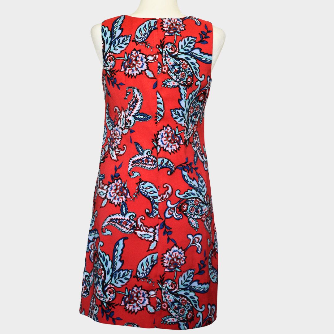 Roz & Ali Red Paisley Shift Dress Sleeveless Pockets Floral Summer Size 6p — image 3 of 8